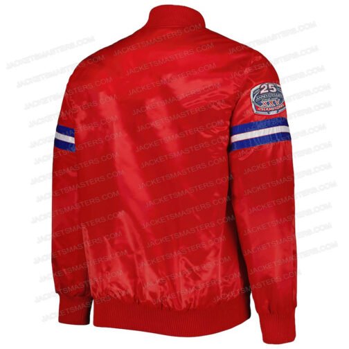 NY Giants 25th Anniversary Red Satin Jacket - Image 4