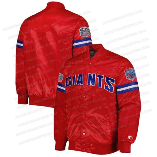 NY Giants 25th Anniversary Red Satin Jacket - Image 5