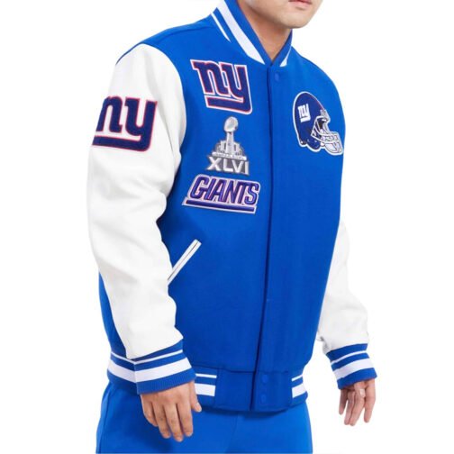 NY Giants Mash Up Varsity Jacket - Image 4