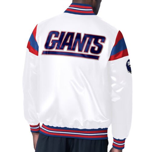 NY Giants Midweight White Satin Jacket - Image 2