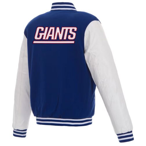 NY Giants Varsity Royal and White Jacket - Image 2