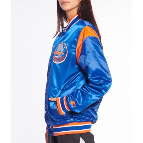 NY Islanders Teddy Royal Satin Jacket - Image 4