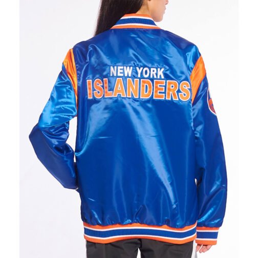 NY Islanders Teddy Royal Satin Jacket - Image 2