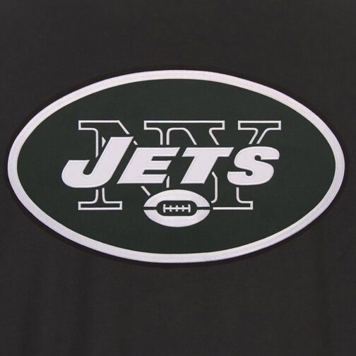 NY Jets Black and Gray Varsity Wool Jacket - Image 3