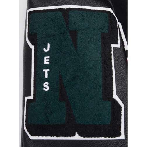 NY Jets Mashup Rib Varsity Wool/Leather Jacket - Image 5