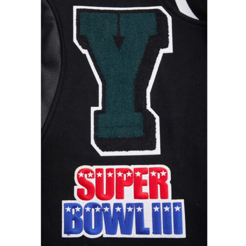 NY Jets Mashup Rib Varsity Wool/Leather Jacket - Image 7