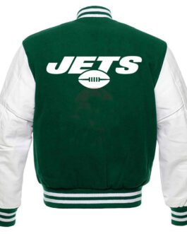 Varsity NY Jets Green and White Jacket