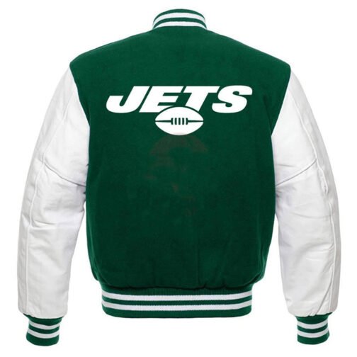 Varsity NY Jets Green and White Jacket - Image 2