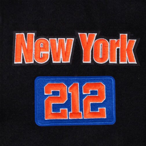 NY Knicks Area Code Classic Rib Varsity Jacket - Image 6