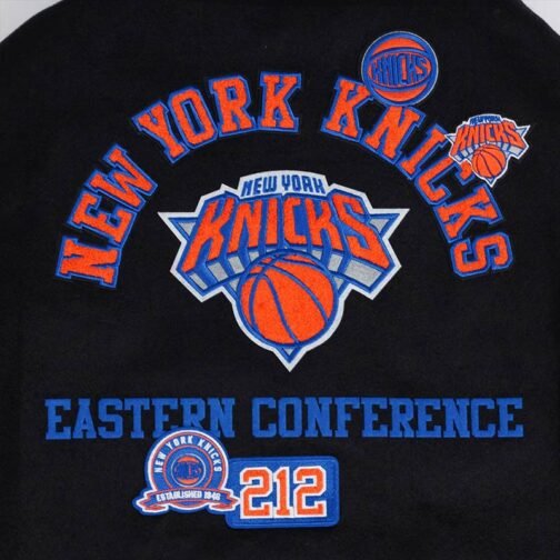 NY Knicks Area Code Classic Rib Varsity Jacket - Image 7