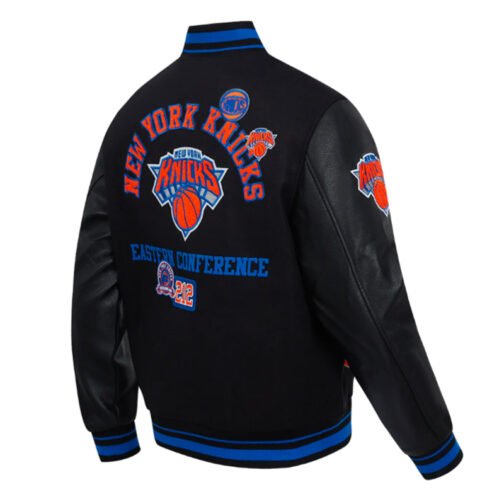 NY Knicks Area Code Classic Rib Varsity Jacket - Image 4