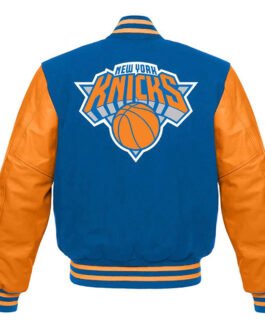 NY Knicks Blue and Orange Varsity Jacket