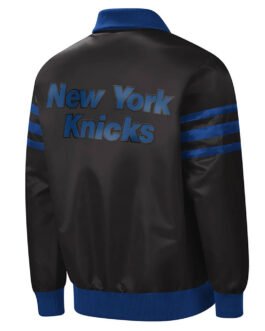NY Knicks Captain Black Varsity Satin Jacket