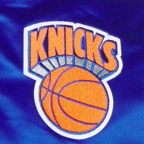 NY Knicks Champ City Training Royal Blue Satin Jacket - Image 3