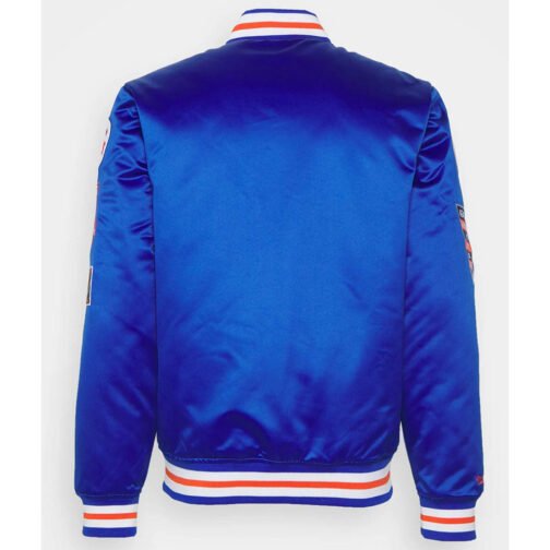 NY Knicks Champ City Training Royal Blue Satin Jacket - Image 2