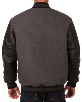 NY Knicks Charcoal and Black Varsity Jacket