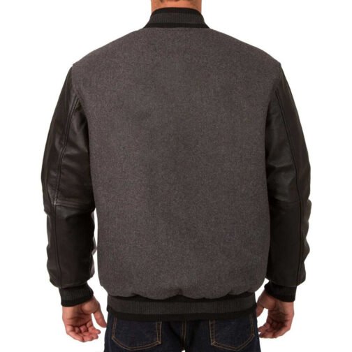 NY Knicks Charcoal and Black Varsity Jacket - Image 2