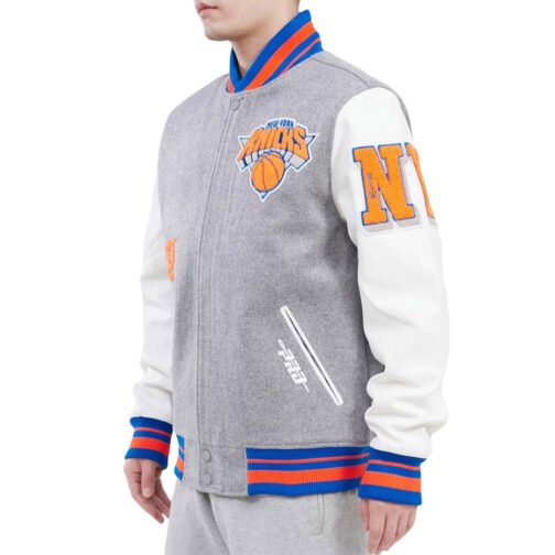 NY Knicks Old English Varsity Jacket - Image 6