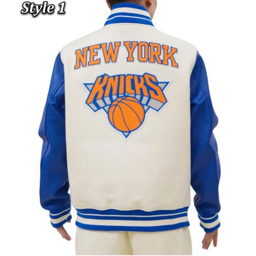 NY Knicks Retro Classic Varsity Jacket - Image 3