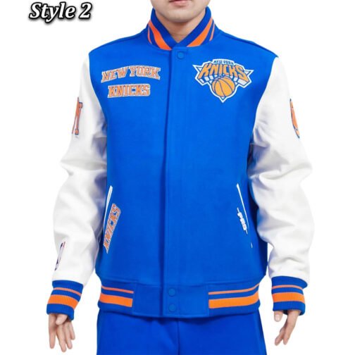 NY Knicks Retro Classic Varsity Jacket - Image 2