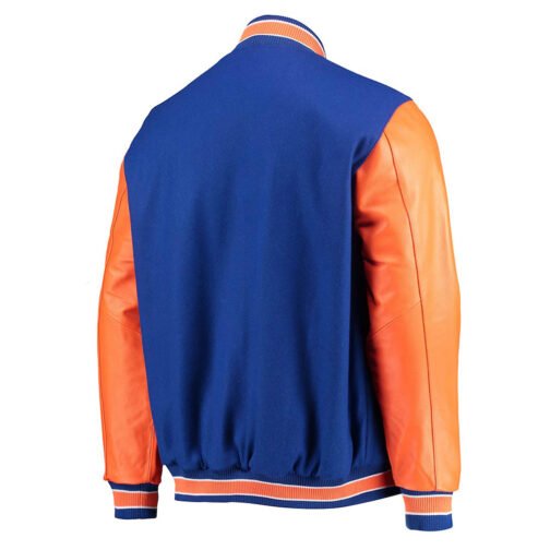 NY Mets 35th Anniversary Royal and Orange Varsity Jacket - Image 2