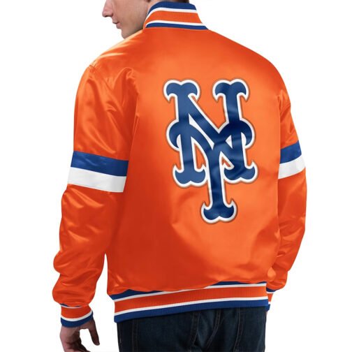 NY Mets Home Game Orange Satin Jacket - Image 2