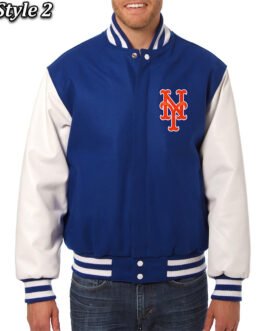 NY Mets Royal and White Varsity Jacket