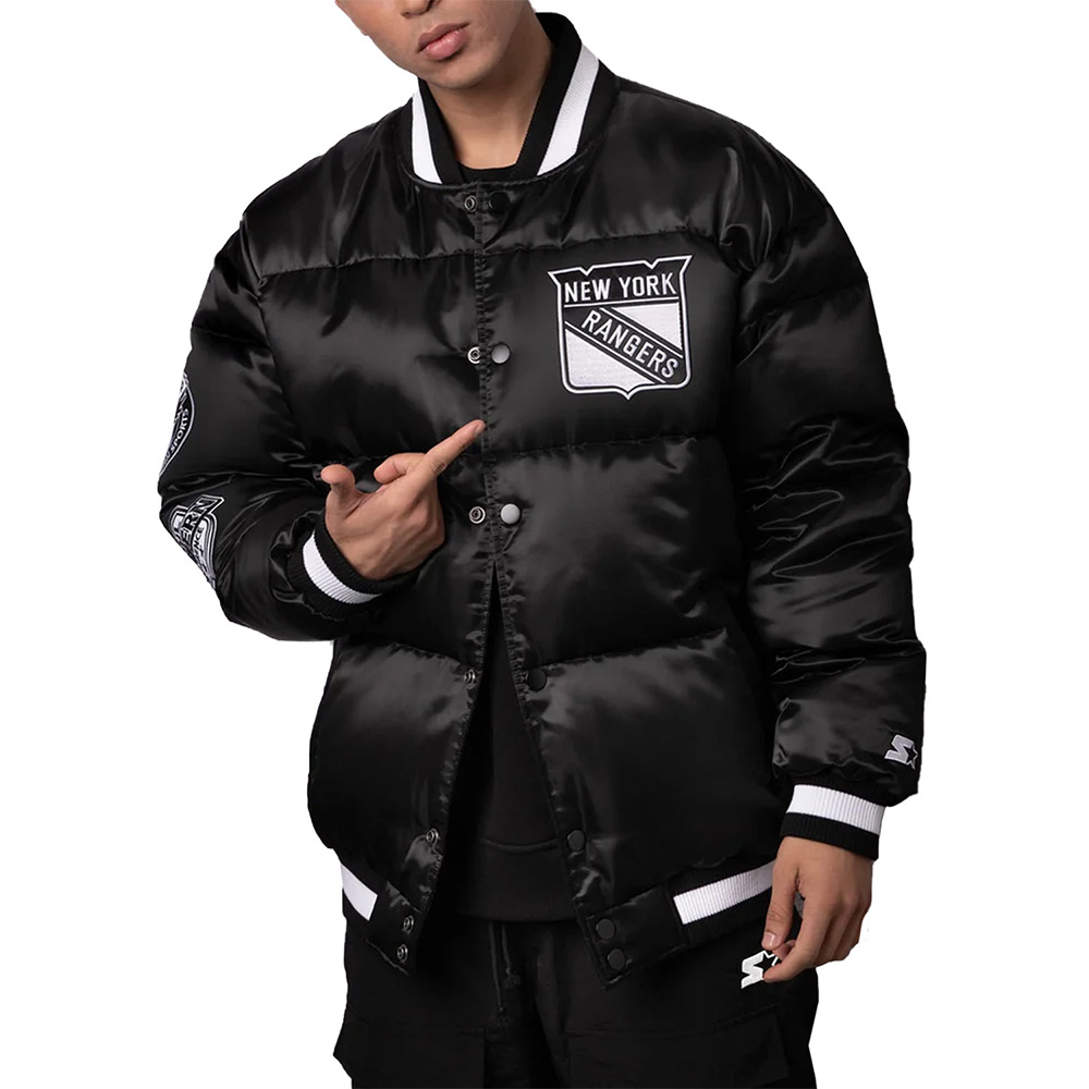 NY Rangers Black Down Fill Puffer Jacket - Image 3