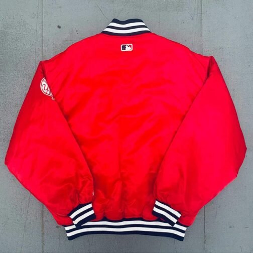 NY Yankees 1990’s Spellout Red Bomber Jacket - Image 2