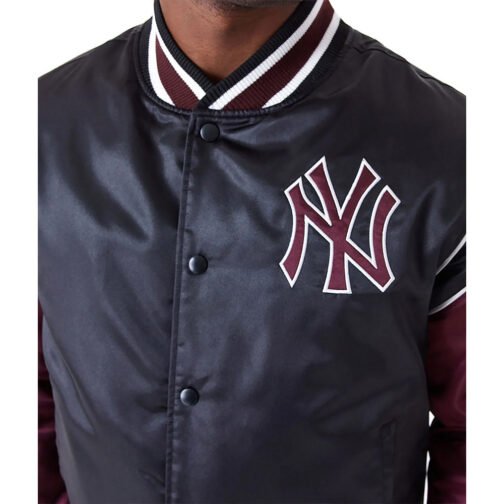 NY Yankees Black and Maroon Satin Jacket - Image 5