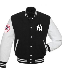 NY Yankees Black and White Varsity Jacket