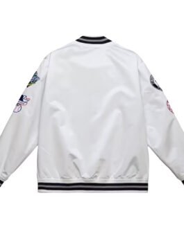 NY Yankees City Collection White Varsity Satin Jacket