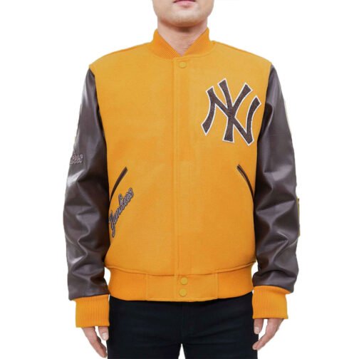 NY Yankees Logo Blended Varsity Jacket - Image 2