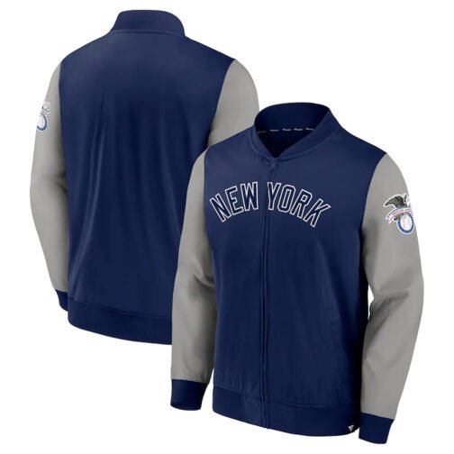 NY Yankees Iconic Record Holder Varsity Navy/Gray Jacket - Image 3