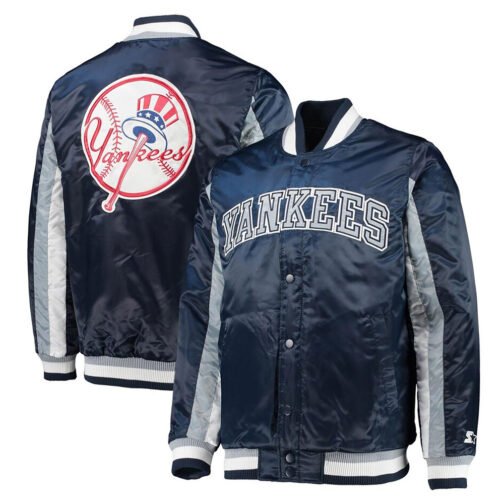 NY Yankees Navy The Ace Satin Jacket - Image 3