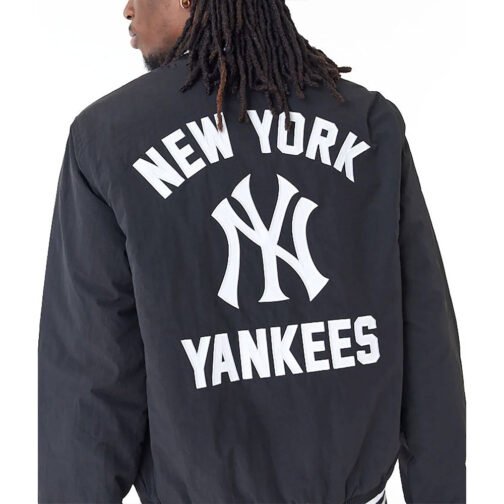 NY Yankees Wordmark Black Bomber Jacket - Image 4