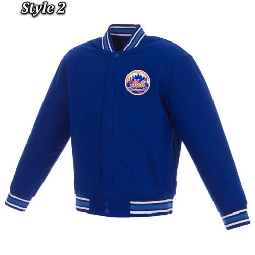 NY York Mets Royal All Wool Varsity Jacket - Image 2