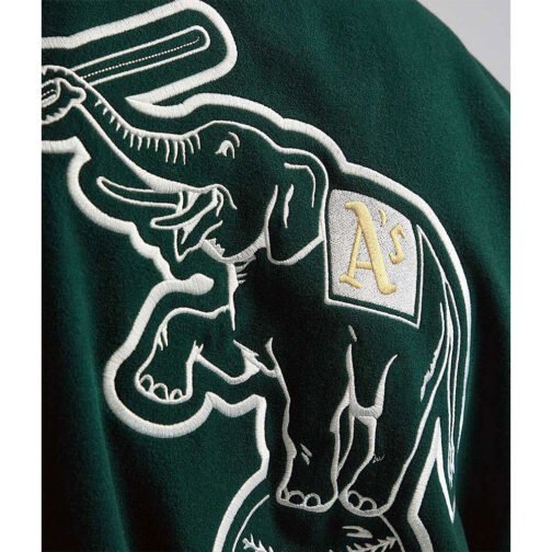 Oakland Athletics Green and White Varsity Jacket - Image 8