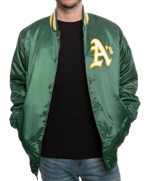 Oakland A’s Starter Bomber Green/White Jacket - Image 5