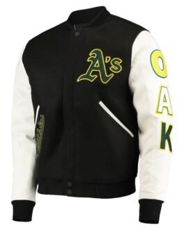 Oakland Athletics Letterman Black/White Jacket