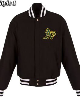 Oakland Athletics Varsity Black Wool Jacket