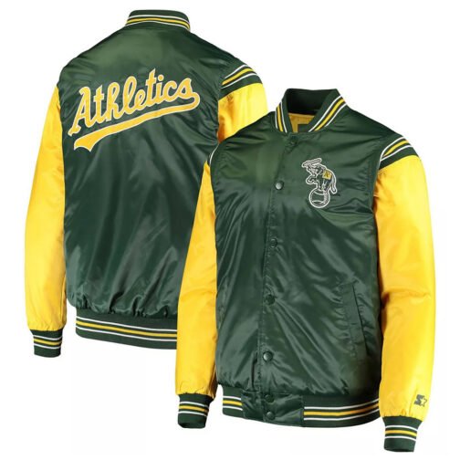 Oakland Athletics Enforce Varsity Satin Jacket - Image 3