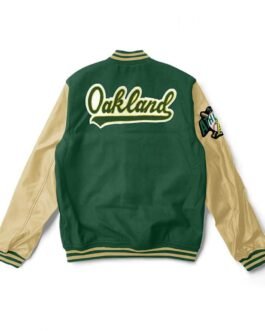 Oakland Athletics Varsity Green and Beige Wool/Leather Jacket