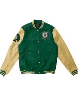 Varsity Oakland Athletics Yellow and Green Wool/Leather Jacket