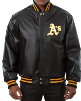 Varsity Oakland Athletics Black Leather Jacket