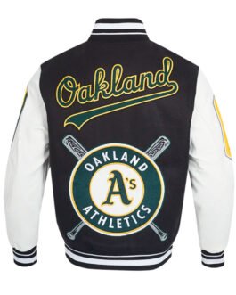 Oakland Athletics Mashup Black and White Varsity Jacket