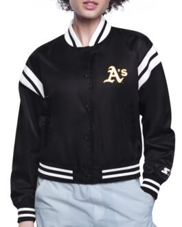 Oakland Athletics Printed Logo Varsity Satin Jacket