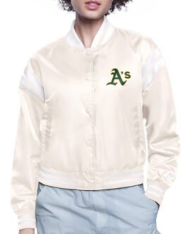 Oakland Athletics Printed Logo Varsity Satin Jacket