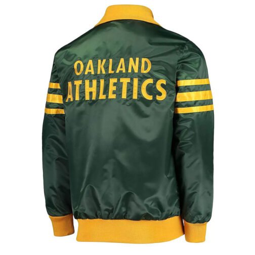The Captain II Oakland Athletics Green Varsity Satin Jacket - Image 2