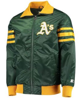 The Captain II Oakland Athletics Green Varsity Satin Jacket